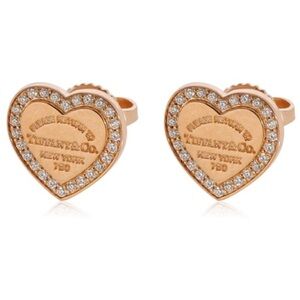 Please Return To Tiffany 18K Rose Gold Diamond Earrings
